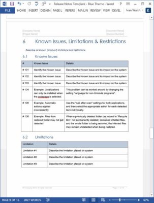 Release Notes Template – Software Development Templates, Forms & Checklists