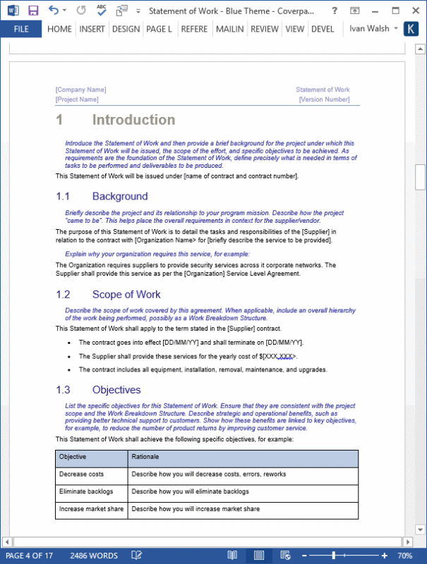 Statement of Work Template (SDLC) – Software Development Templates ...